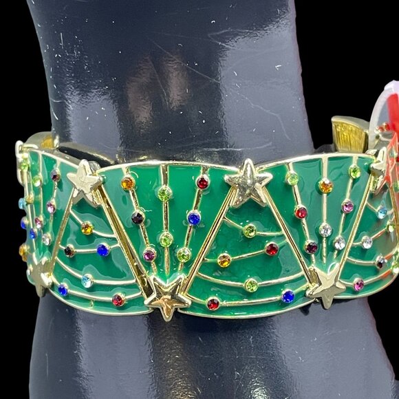 Holiday Lane Christmas Tree Bracelet Colorful Glam Festive Statement Jewelry - Picture 3 of 7